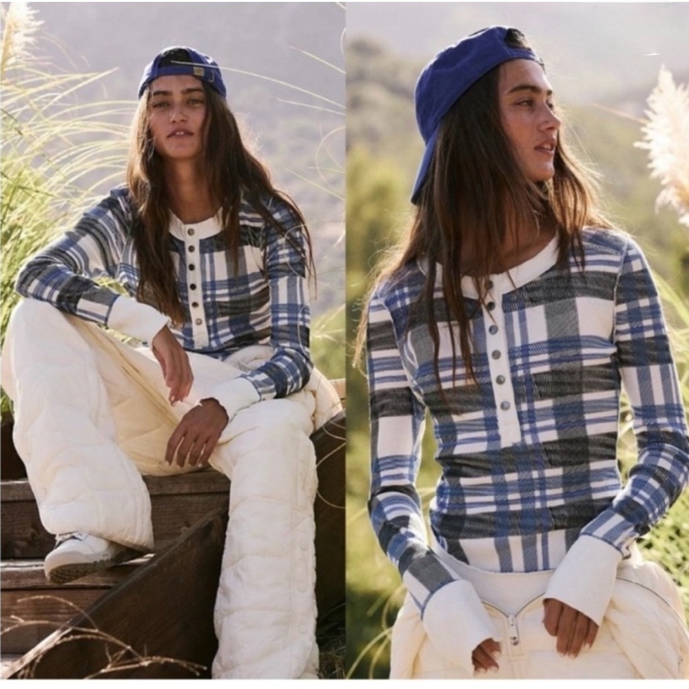 FP Movement by Free People Rally Plaid Printed Layer Top, NWT